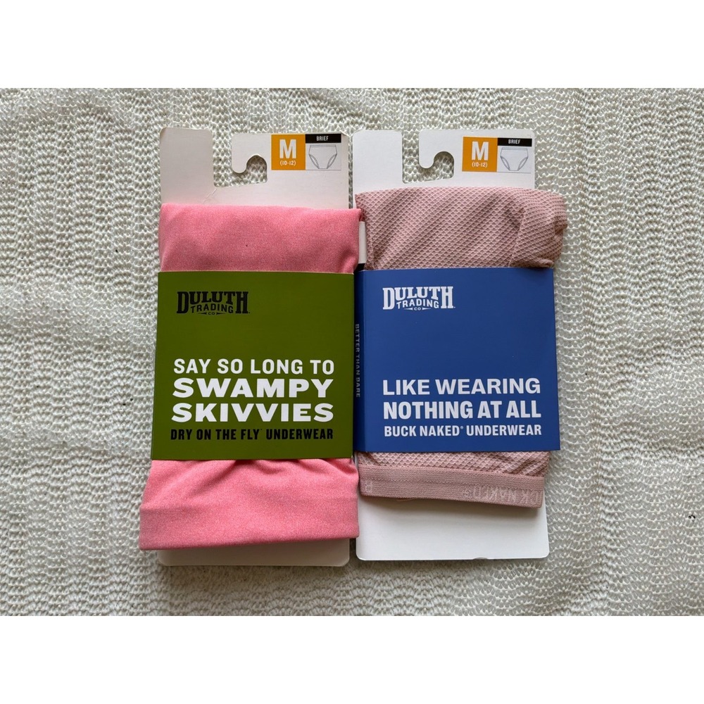Duluth Trading Women's Briefs Lot of 2 Buck Naked & Dry on the Fly Pink Medium N